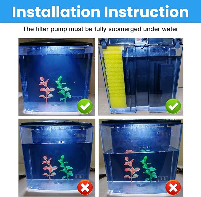 AQUANEAT Fish Tank, 1.2 Gallon Aquarium, Small Betta Fish Tank Starter Kit with LED Light and Water Filter Pump, Round