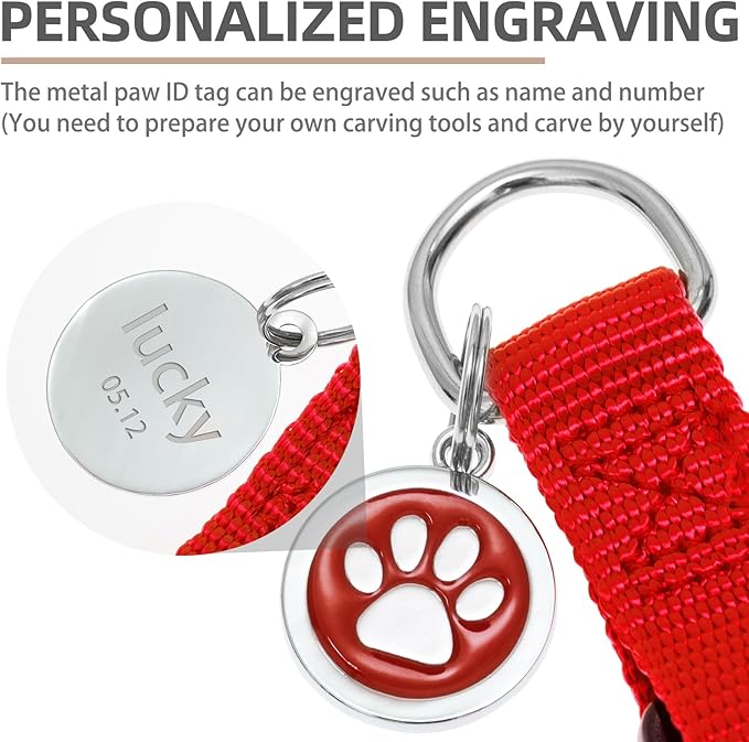 PUPTECK No Pull Dog Harness Soft Adjustable Basic Nylon Step in Puppy Vest Outdoor Walking with ID Tag and A-ir Tag Case, Red, S