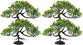 LOGOFUN 4 Pcs Aquarium Bonsai Tree Artificial Water Plant Fish Tank Decorations (Deep Green)