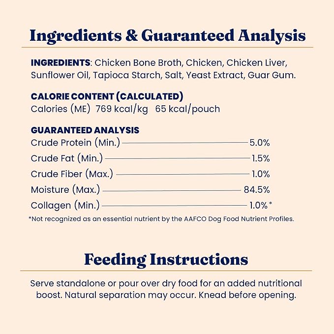 Solid Gold Bone Broth Cat Food Topper - Limited Ingredient Lickable Cat Broth Pouches w/Chicken Protein Shreds & Collagen for Hydration & Gut Support - Easy to Serve Gravy for Cats Meal Topper - 12ct