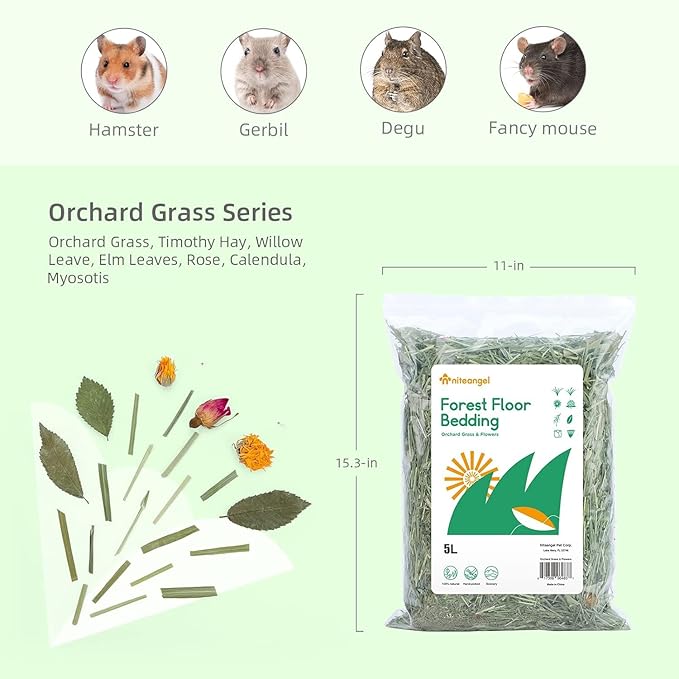 Niteangel Natural & Soft Hamster Bedding Mate Small Animal Habitat Decor for Syrian Dwarf Hamsters Gerbils Mice Degus Bunny or Other Small-Sized Pet