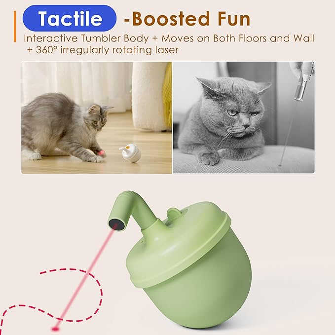 Automatic Laser Cat Interactive Toy - Self-Balancing 360° Auto-Spin Laser Pointer with Catnip Hole, Triple-Sensory – Kitten Sight, Smell & Touch, Boredom Relief Toys for Indoor Adult Cats