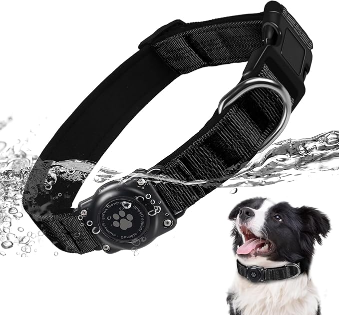 Reflective Air Tag Dog Collar - 100% Waterproof Dog Collar AirTag Holder | Extra-Durable, Soft Padded AirTag Dog Collars for Small Medium Large Dogs