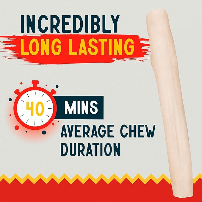 Canine Chews 10" Dog Rawhide Retriever Rolls - Bones for Large Dogs (20 Pack) - 100% USA-Sourced Natural Beef - Single Ingredient - Healthy Dental Chew
