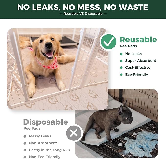 FXW Washable Pee Pads for Dogs, Puppy Pads with Super Absorbent, Specifically Designed for Whelping Box, 39" Round, Khaki, 2 Packs