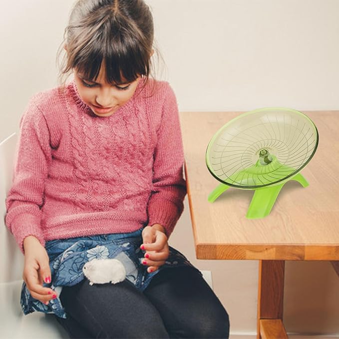 Hamster Wheel Flying Saucer Silent Exercise Wheel Running Wheel for Hamsters, Gerbils, Mice and Other Small Pets, Silent Hamster Running Wheel (Green)