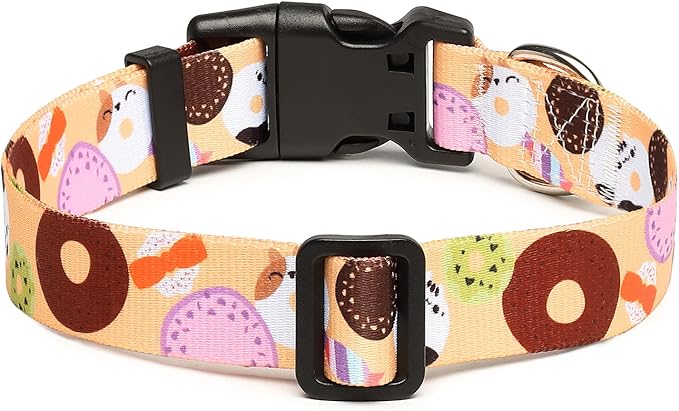 Mercano Adjustable Dog Collar - Special Design Patterns, Soft Nylon Comfortable Durable Pet Collar for Small Medium Large Dogs (XS, Beige Cookie)