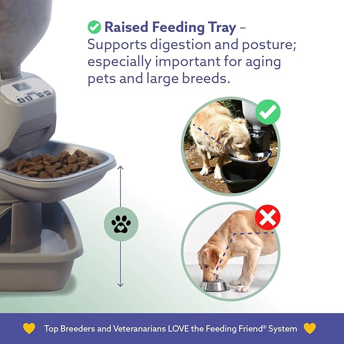 Automatic Dog & Cat Food Feeder with Water Dispenser – Smart Pet Feeder with Portion Control, OLED Display, Anti Jam Design, Battery Operated Dispenser for Small Pets - Taupe