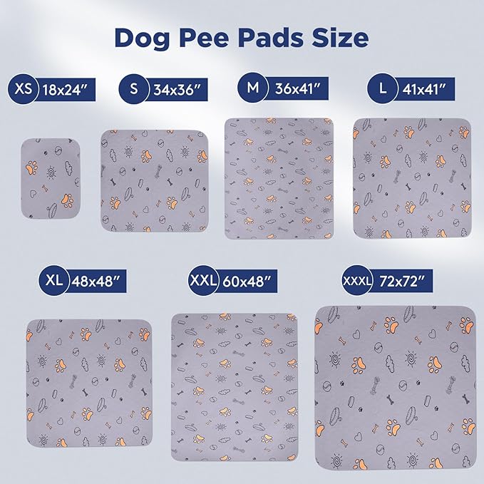 Washable Pee Pads for Dogs, 2 Pack Large 48"x48" Super Absorbent Reusable Training Pads, 100% Waterproof Non-Slip Crate, Whelping, Playpen Mat Bed - Dog Products