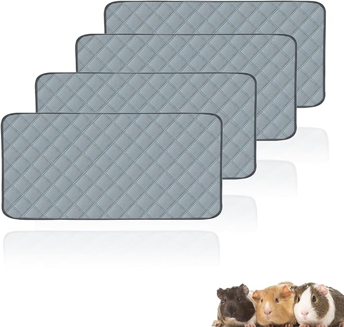 4 Pack Guinea Pig Cage Liners Washable Guinea Pig Bedding Super Absorbent | Waterproof | Non Slip| Reusable Guinea Pig Pee Pads for Small Animals Rabbit Hamster Rat - for Midwest 48" x 24"