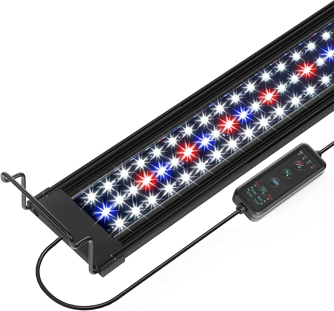 OYO WATER Aquarium LED Light 48"-56" with Timer, 24/7 Cycle, 5 Dimmable Brightness, Sunrise/Sunset Simulation for 10/20/30/55 Gallon Fish Tank