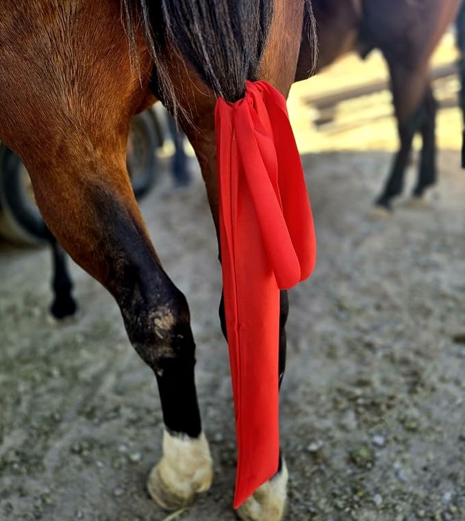 Ranch Hand Horse Tail Bag - Stretchable Horse Tail Bag Made from Durable Stretchy Material- Damage-Free Tail Protection - Gentle Grooming Essential for Healthy Growth - Tail Care Accessory Grroming- Light Red