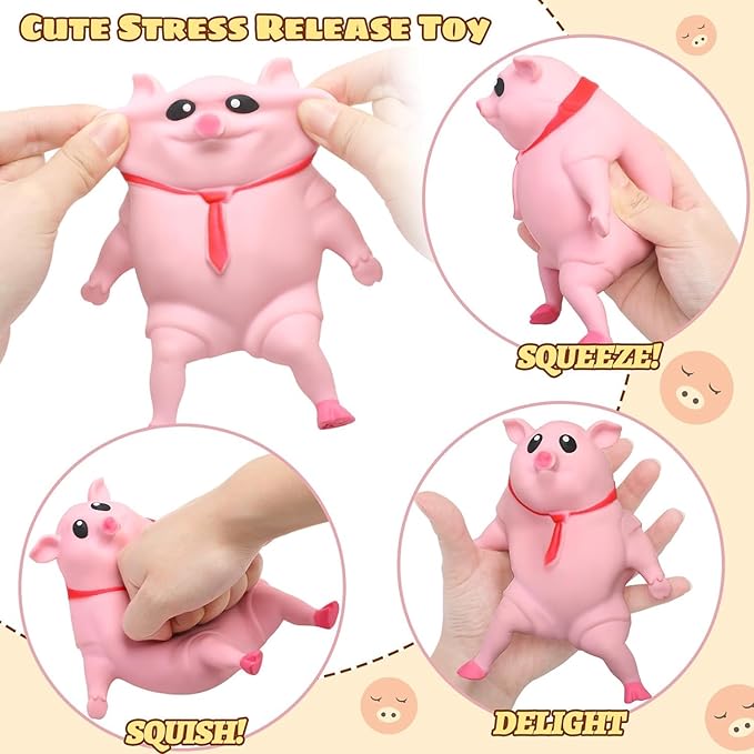Stretchy Glue-Sand Filled Rubber Pig, Latex Piglet Soft Decompression Doll Toy, Animal High-Elastic Stretchable, Decompression Toy for Adults and Children