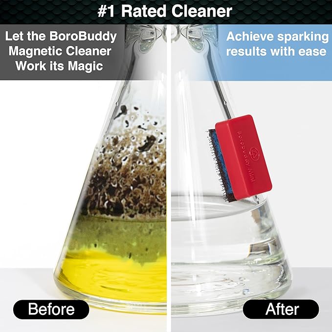 Magnetic Glass Cleaner BoroBuddy | Glass Pieces, Bottles, Vases | Compact Design for Tighter Spaces & Smaller Glass Pieces | Double Sided | Red
