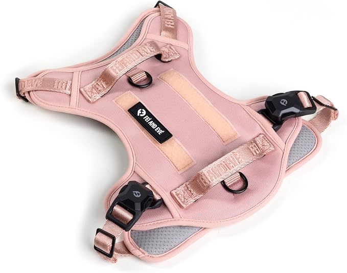 2025 New Edition, Fei & Eve MagEase Dog Harness - 3-Second Magnetic Buckles | 3-Point No-Pull Control | Heavy-Duty 900D Nylon | Dual Safety Handles | Breathable Mesh | Adjustable Fit | Large, Pink