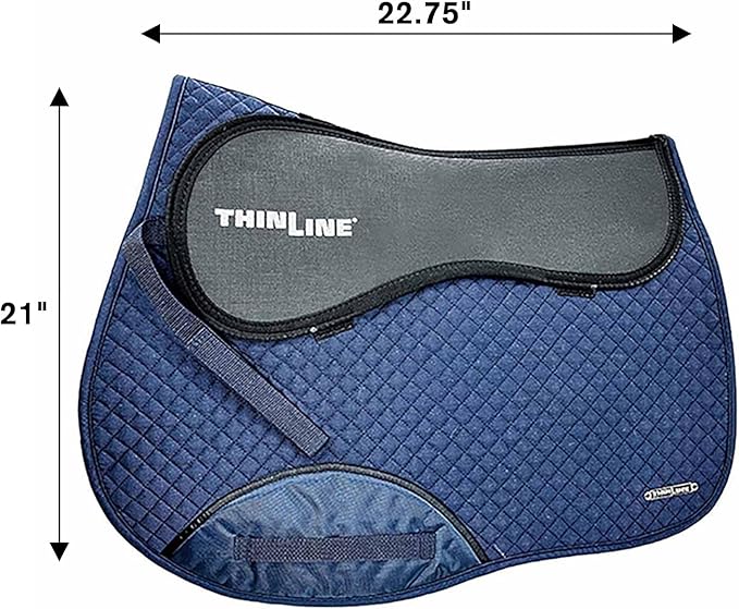Thinline Cotton Quilted Jumper Durable Breathable Horse Riding Washable Shock-Absorbing no-Slip Thin Equine Saddle Pad - Equestrian Equipment and Accessories