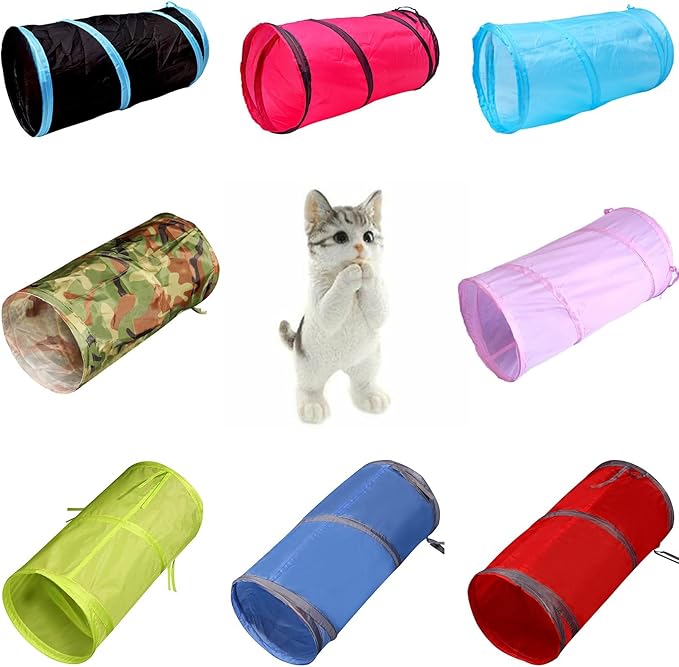 iCAGY Foldable Spiral Cat Tunnel - Indoor Toy for Small Cats, Kittens, and Rabbits - Tube for Interactive Play and Outdoor Fun - Pet Activity Toy Light Green 20" 3 Pcs