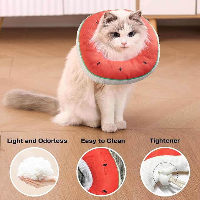 Cat Cone Collar Soft Kitten Donut, Cat Cones to Stop Licking After Surgery and Scratching, Waterproof Elizabethan e Collar for Cats After Neuter, Adjustable Comfy Cats Neck Cone Pillow for Kitty