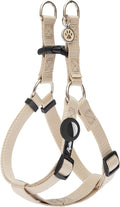 PUPTECK No Pull Dog Harness Soft Adjustable Basic Nylon Step in Puppy Vest Outdoor Walking with ID Tag and A-ir Tag Case, Cream, L