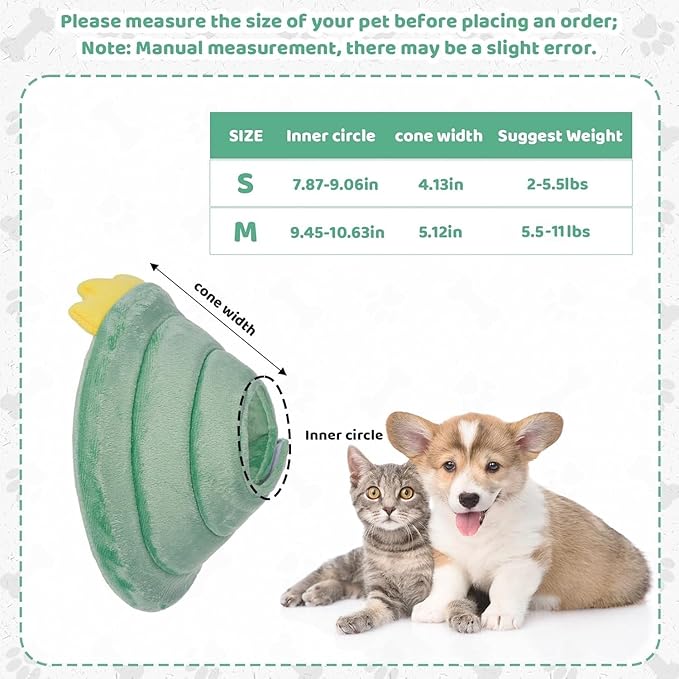 FRIUSATE Cat Cone Collar Soft, Cute Cat Recovery Collar Soft Adjustable Cat Cones to Stop Licking Comfortable Breathable Lightweight Neck Cone for Cats Kittens Pet After Surgery