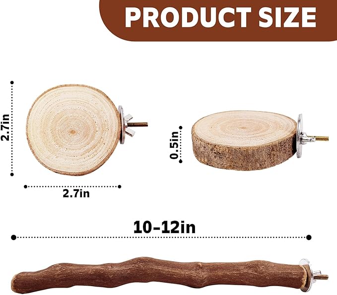 5PCS Bird Perch Stand Natural Wooden Parrot Stand Branch,3 Grape Wood Perch,2 Platform,Paw Grinding Fork Parakeet Chewing Stick Exercise Training Branches for Cockatiels,Small Birds
