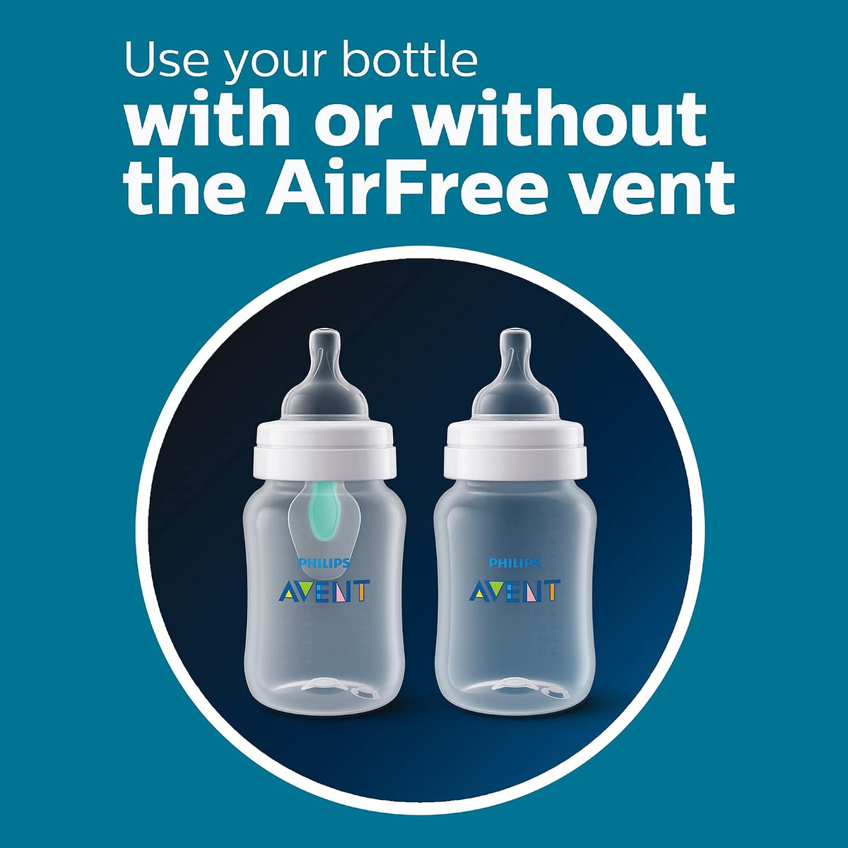 Philips Avent Anti-Colic Baby Bottle with AirFree Vent, Medium Flow 2 Nipple, 1m+, 9oz, 4 Pack, Pink, SCY703/14