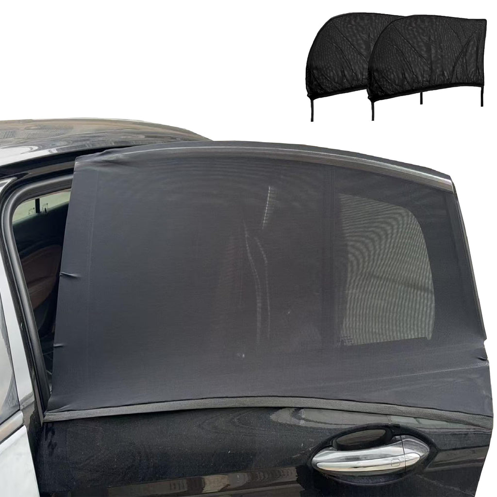 Car Rear Window Screens for Side Windows, 2 Pack Side Window Sun Shades,Stretchy Mosquito Net Cover Fit Cars SUVs - Up to 36.22”x55.1”