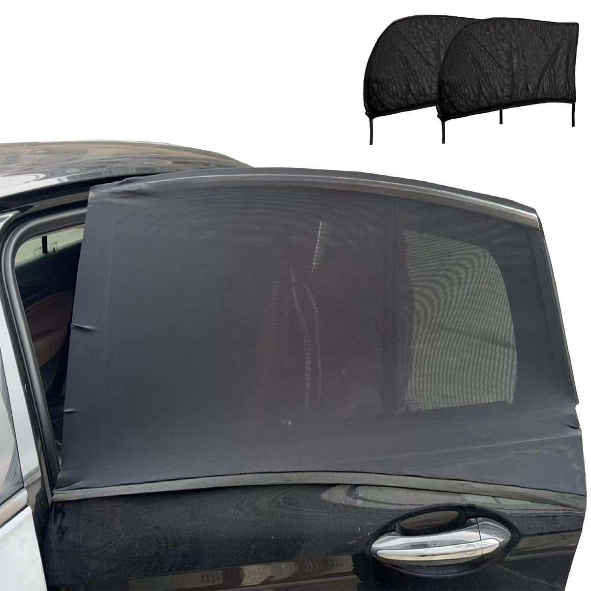 Car Rear Window Screens for Side Windows, 2 Pack Side Window Sun Shades,Stretchy Mosquito Net Cover Fit Cars SUVs - Up to 36.22”x55.1”