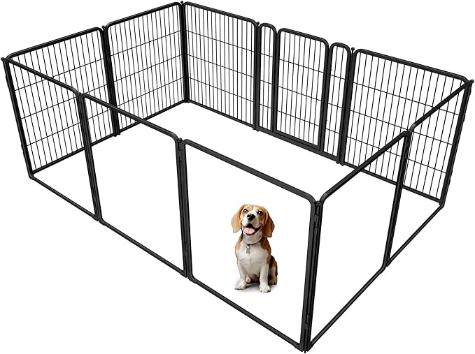FXW Homeplus Unleashed Indoor Dog Playpen - Stress-Free and Safe Play, Heavy Duty 32 Inch 5 Acrylic Panels + 5 Wire Panels Dog Pen for Small and Medium Dogs, Black│Patented