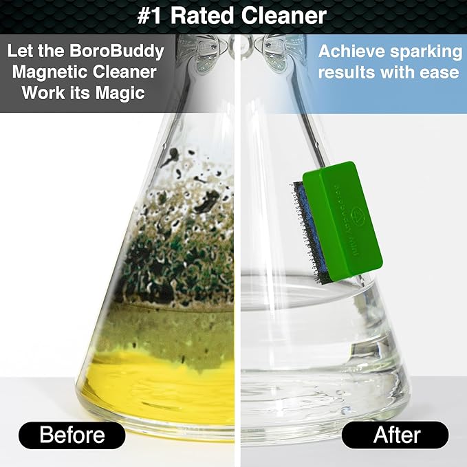 SNOWTREE Magnetic Glass Cleaner BoroBuddy | Glass Pieces, Bottles, Vases | Compact Design for Tighter Spaces & Smaller Glass Pieces | Double Sided | Green
