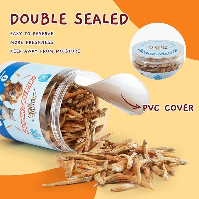 Jungle Calling Freeze Dried Minnows for Cats & Dogs, Single Ingredient Fish Cat & Dog Treats, High Protein Grain Free Pet Training Snacks, 2 oz