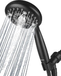 6 Spray Modes High Pressure Handheld Showerhead Set Upgraded 5 Inches Shower Head with Handheld Spray Premium Black Handheld Shower Head 60 Inches Stainless Steel Hose-1-Min Install