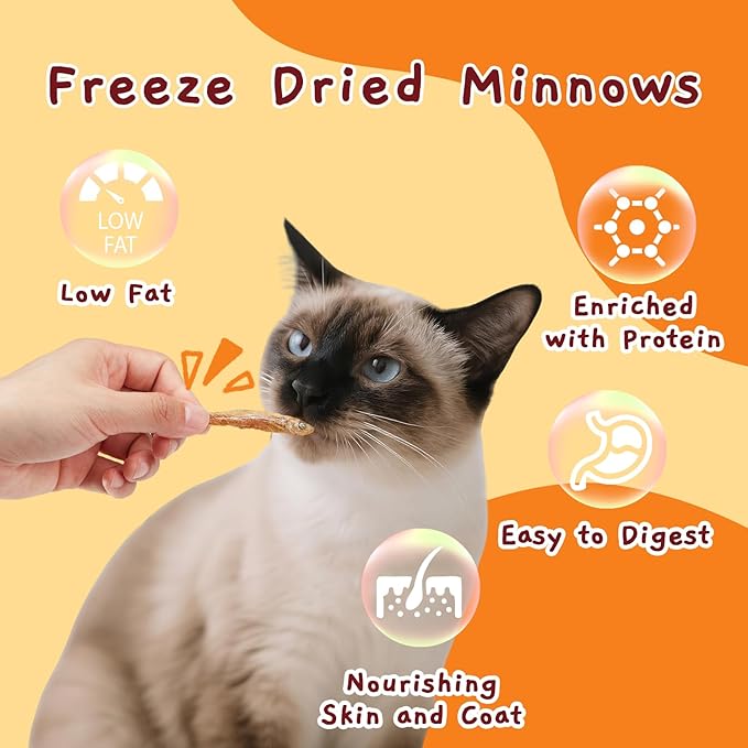 Jungle Calling Freeze Dried Minnows for Cats & Dogs, Single Ingredient Fish Cat & Dog Treats, High Protein Grain Free Pet Training Snacks, 2 oz