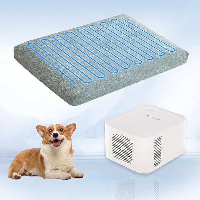 Pet Bed Cooling System, Consistent Cold Water Pad, No Refrigeration or Chemical Gel Needed, Machine Washable Bed, Ideal for Home and Crates (Cooling Green, 30" x 20")