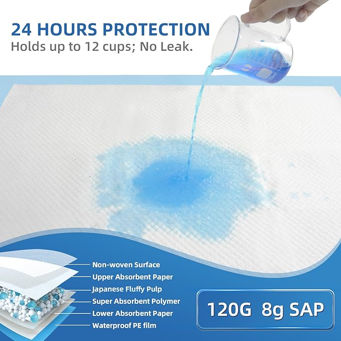 100 Count Extra Large Chucks 36"x36" Thicken Elderly Adults Incontinence Bed Pads Disposable, Heavy Duty Absorbency Underpads Waterproof, XXL Extra Large Puppy Pee Training Pad