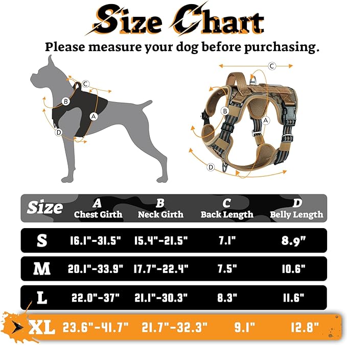 rabbitgoo Dog Harness for Large Dogs No Pull, Tactical Service Pet Vest with Molle and Control Handle, Adjustable and Reflective Military Harness for Easy Walking and Training, Desert camo, XL