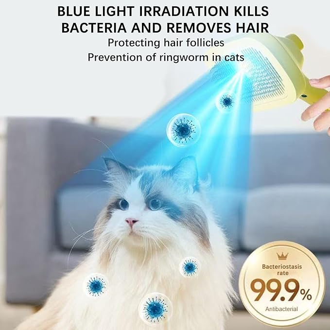 Pet Steam Brush Dog Four in One Multi-Purpose Cat Steam Brush Has Self-Cleaning Function Anti Static Massage Cleaning and Shedding Innovative Spray Function is Ideal for Cats and Dogs