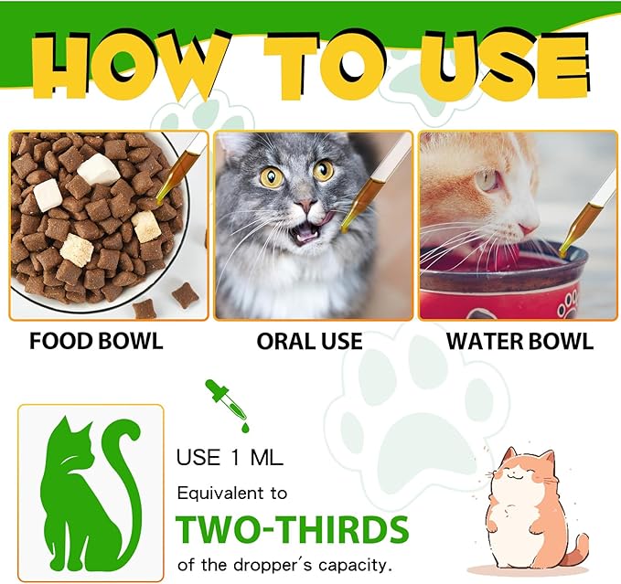 Cat Constipation Relief, Liquid Cat Laxative 60 ml, Cat Stool Softener Pet Herbal Supplements, Promotes Digestive Health, Roast Chicken Flavour, 2 fl oz
