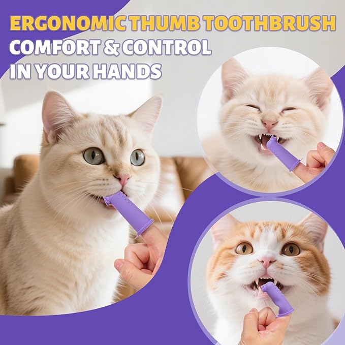 Cat Toothbrush and Toothpaste Kit - Includes Toothpaste (Coconut Chicken 2.5 oz.) Soft Brush, Finger Brush - Provides Safe and Effective Oral Care for Kittens and Adult Cats