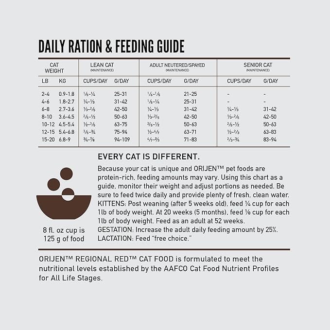 ORIJEN Grain Free High Protein Premium Dry Cat Food Regional Red Recipe 12lb Bag