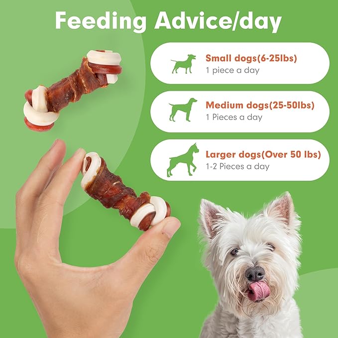 MON2SUN 2.5" Rawhide Free Dog Treats with Mixed Vegetables, Duck Wrapped Mini Knot Bones for Small Dogs, Healthy Snacks for Balanced Nutrition, 21.2oz