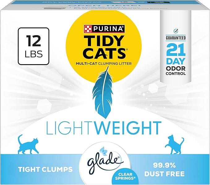 Purina Tidy Cats Lightweight with Glade Clear Springs Multi-Cat, Clumping, Low Dust, Scented Cat Litter - 12 lb. Box