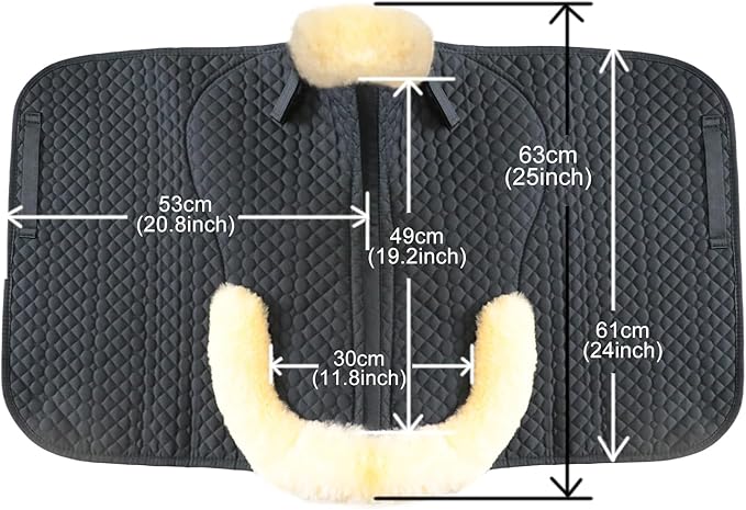 Woolous Dressage Saddle Pad, English Saddle Pad with Sheepskin Trim, Lambskin Wool Fleece Lining, Square Saddle Pad for Equestrian Riding, Comfortable & Shock Absorbing