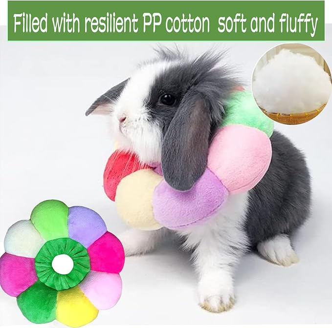 Rabbit Cat Cone Collar Soft,Adjustable Cat Recovery Wound Healing Accessory,Cats Cones to Stop Licking,for Chinchilla,Guinea Pigs,Bunny,Kitten Donuts Collar After Surgery(Small)