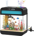 Fish Tank 2.2 Gallon Fish Aquarium with Music Humidifier 7 Color Auto-Looping Light Adjustable Water Pump with Filtration & Aeration & Circulation, Temperature Display, Bottom Water Changer