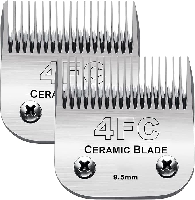 2PC 4FC Blade Detachable Pet Clipper Replacement Blades Compatible with Andis Pet Clipper/Oster A5/Wahl KM Series Dog Clipper,Ceramic Blade & Stainless Steel Blade