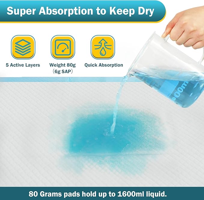 100 Count Bed Pads 30"x36" (No Adhesive Strip) Thicken Adults Incontinence Underpads Disposable, Heavy Duty Absorbent Chucks Waterproof, XL Extra Large Puppy Pee Training Pad