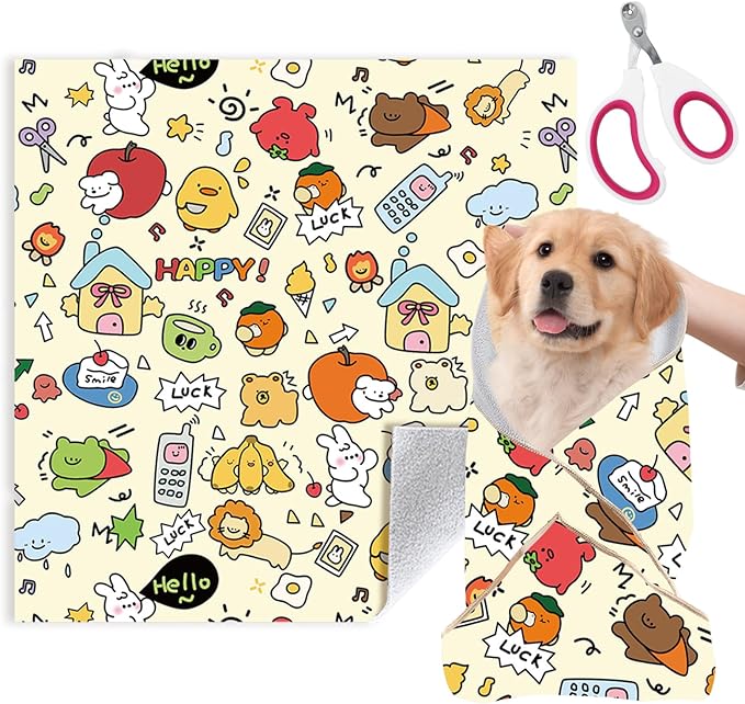 Cat Grooming Wrap for Cutting Nails with Cat Nail Clipper, Self-Adherent Wrap for Ear Cleaning, Anti-Runaway/Scratch, Cat Swaddle Wrap for Calming, Yellow