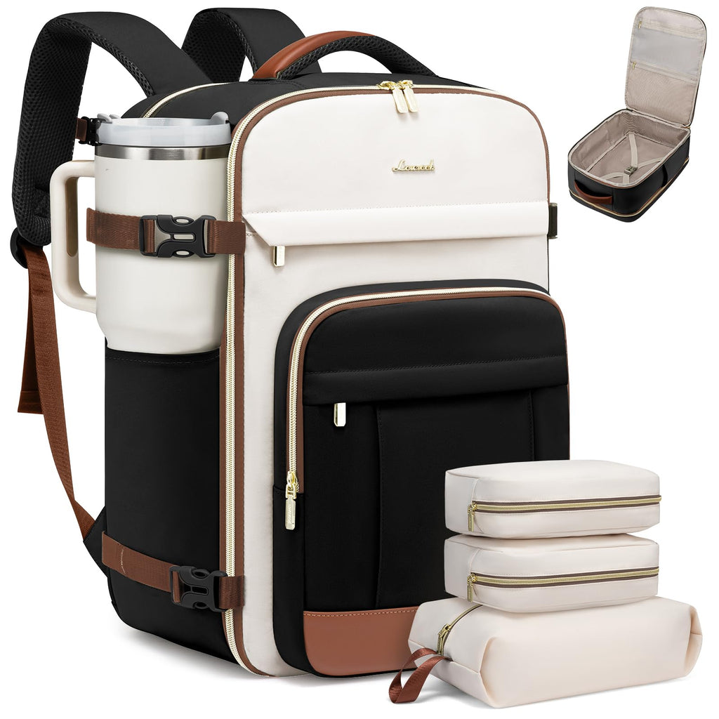 LOVEVOOK 40L Travel Backpack for Women & Men - 17.3 Inch Carry On Backpack & Personal Item Backpack for Airlines, Spacious and Durable Design, with 3 Packing Cubes