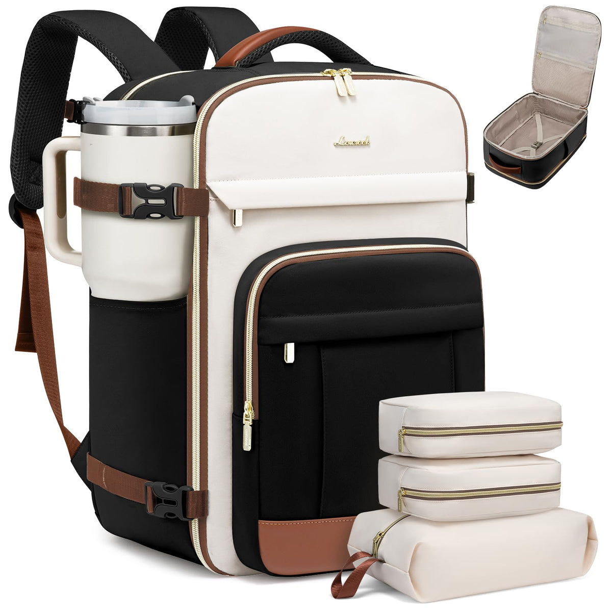 LOVEVOOK 40L Travel Backpack for Women & Men - 17.3 Inch Carry On Backpack & Personal Item Backpack for Airlines, Spacious and Durable Design, with 3 Packing Cubes